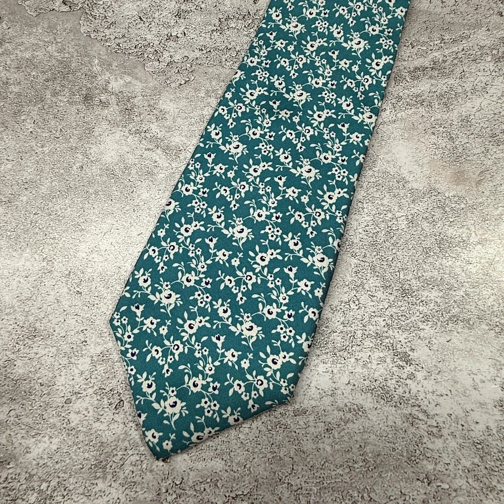 Tommy Hilfiger Silk‎ Tie Mens One Size Aqua Floral Made In China Necktie